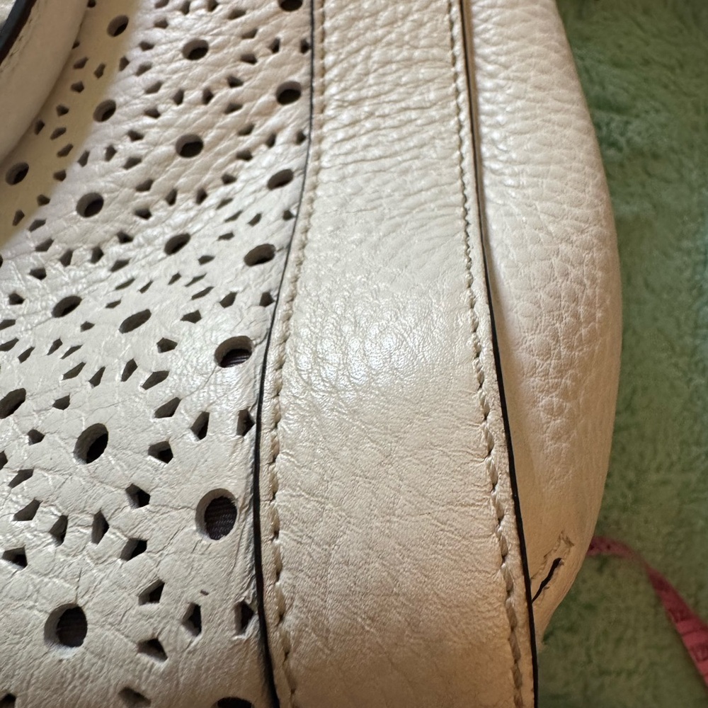 kate spade Cream Perforated Leather Satchel with Gold Hardware - Picture 4 of 15